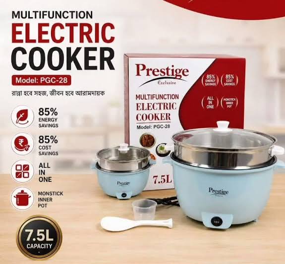 Prestige 7.5L Electric Multi Cooker for Family Cooking